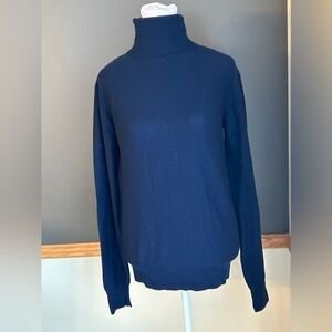 Organic John Patrick Women’s New Zealand Merino Navy Turtleneck Sweater Sz XS